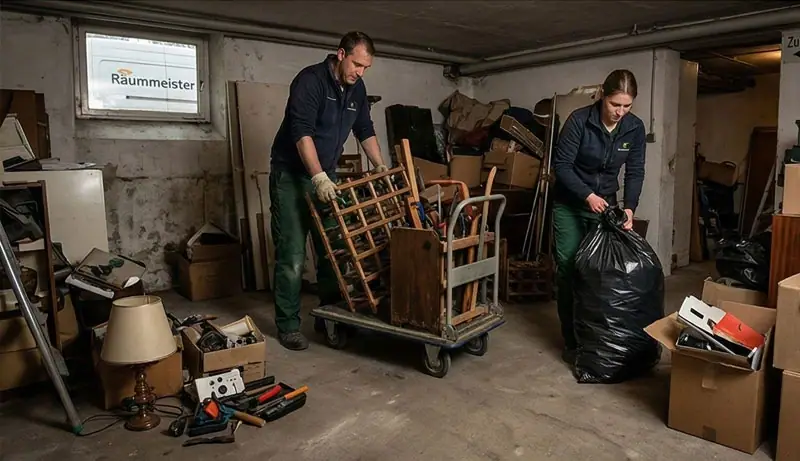 Vollgestellter Keller vor der Entrümpelung
